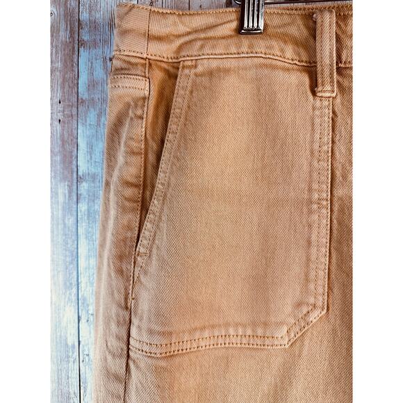 Torrid Feel The Fit Jeans Womens 12R Yellow Ankle Crop Raw Hem Fringe Button Fly - Picture 7 of 12